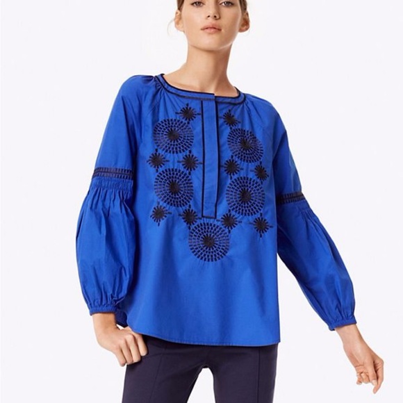 Tory Burch Tops - Tory Burch Aubrey Embroidered Poplin Tunic Top